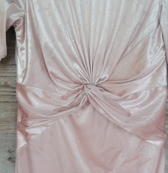Adrienna Papell Light Pink Velvet Midi Dress Size 14 - Picture 3 of 5